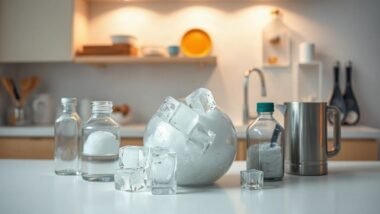 Photo-style image for "How to Make Clear Ice at Home: Directional Freezing Explained" showing how to make clear ice at home