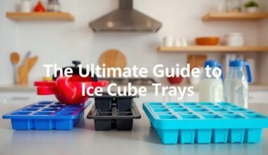 Photo-style image for the article "The Ultimate Guide to Ice Cube Trays: Materials, Shapes and Uses" showing the ultimate guide to ice cube trays